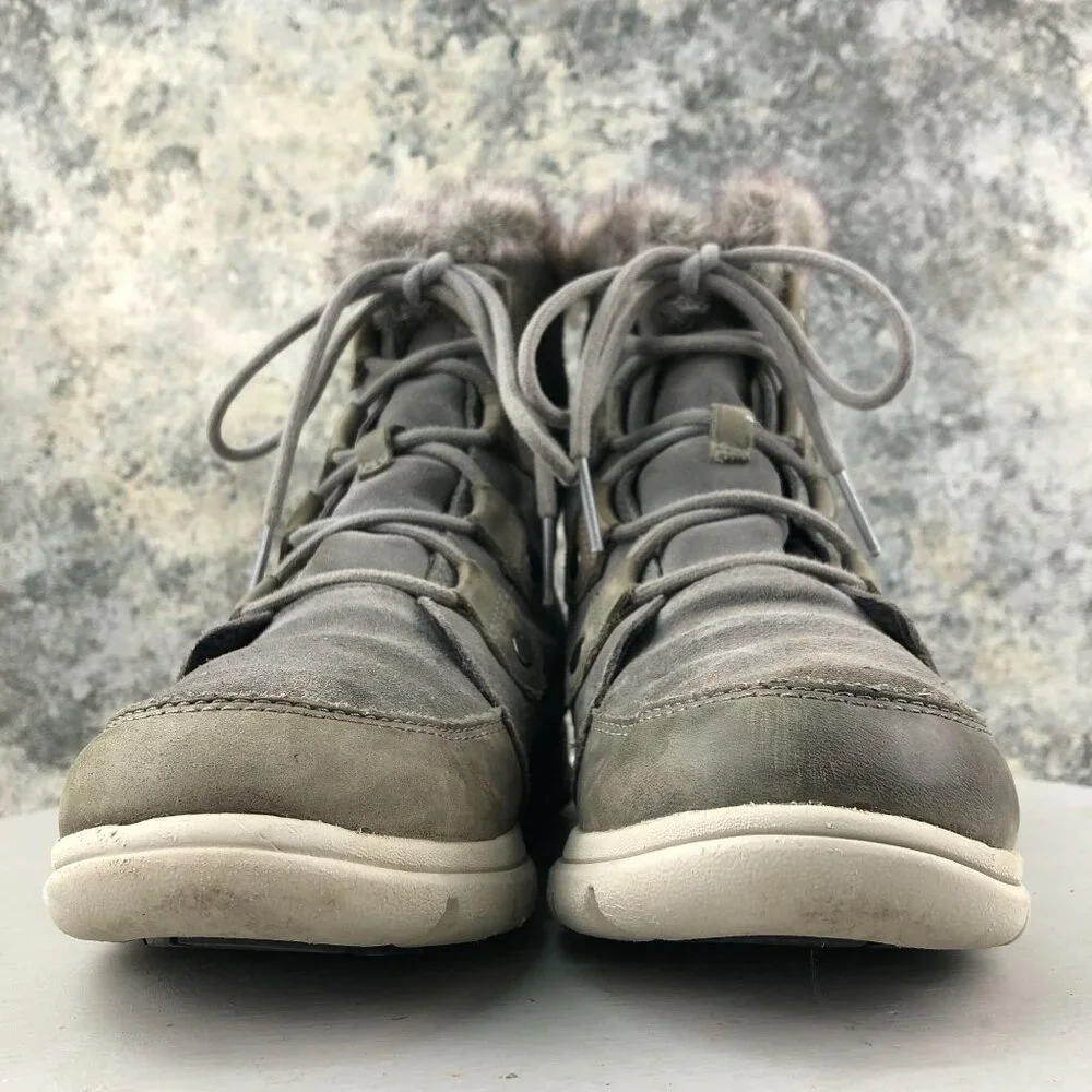 Sorel Women's Size 8 Explorer Joan Quarry Grey Waterproof Leather Suede Boots